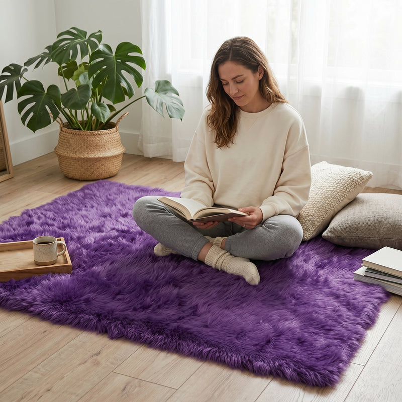 Luxury Fluffy Faux Fur Area Rug – Ultra Soft Shaggy Sheepskin Carpet for Bedroom, Living Room & Home Décor - 2-1