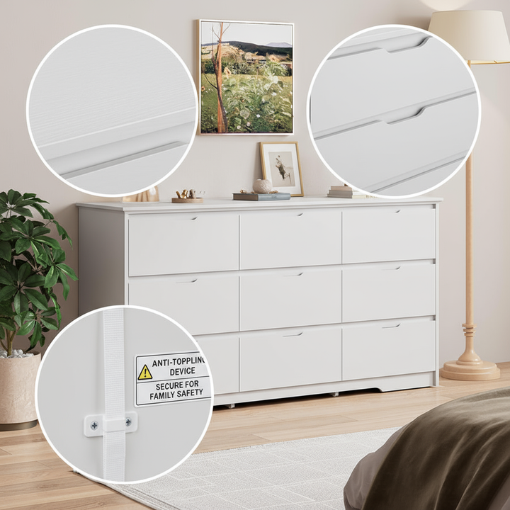 Modern 9-Drawer Dresser – Spacious Storage & Wide Countertop | Bedroom & Living Room Furniture | Trufairs