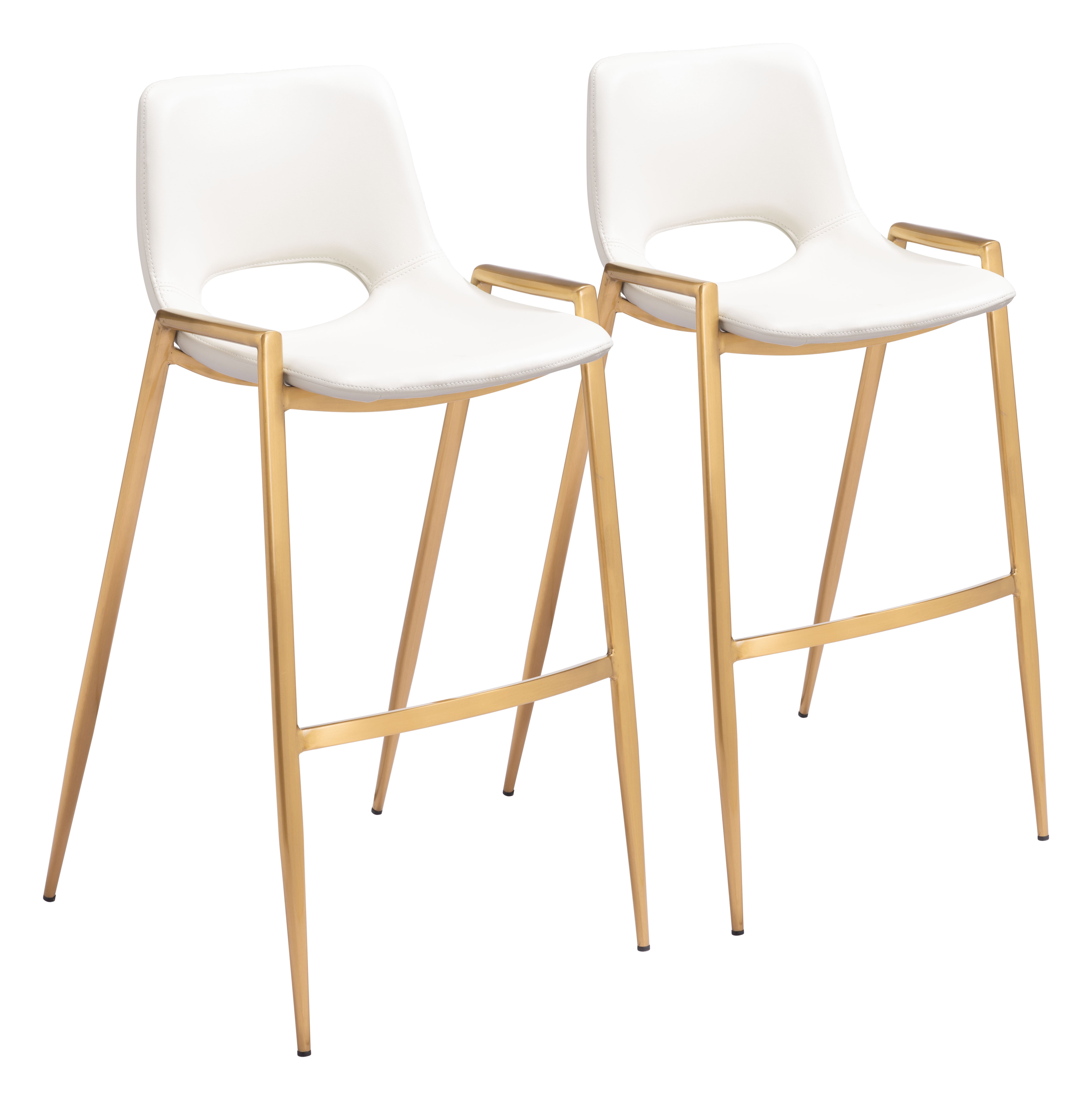 Desi Barstool White & Gold