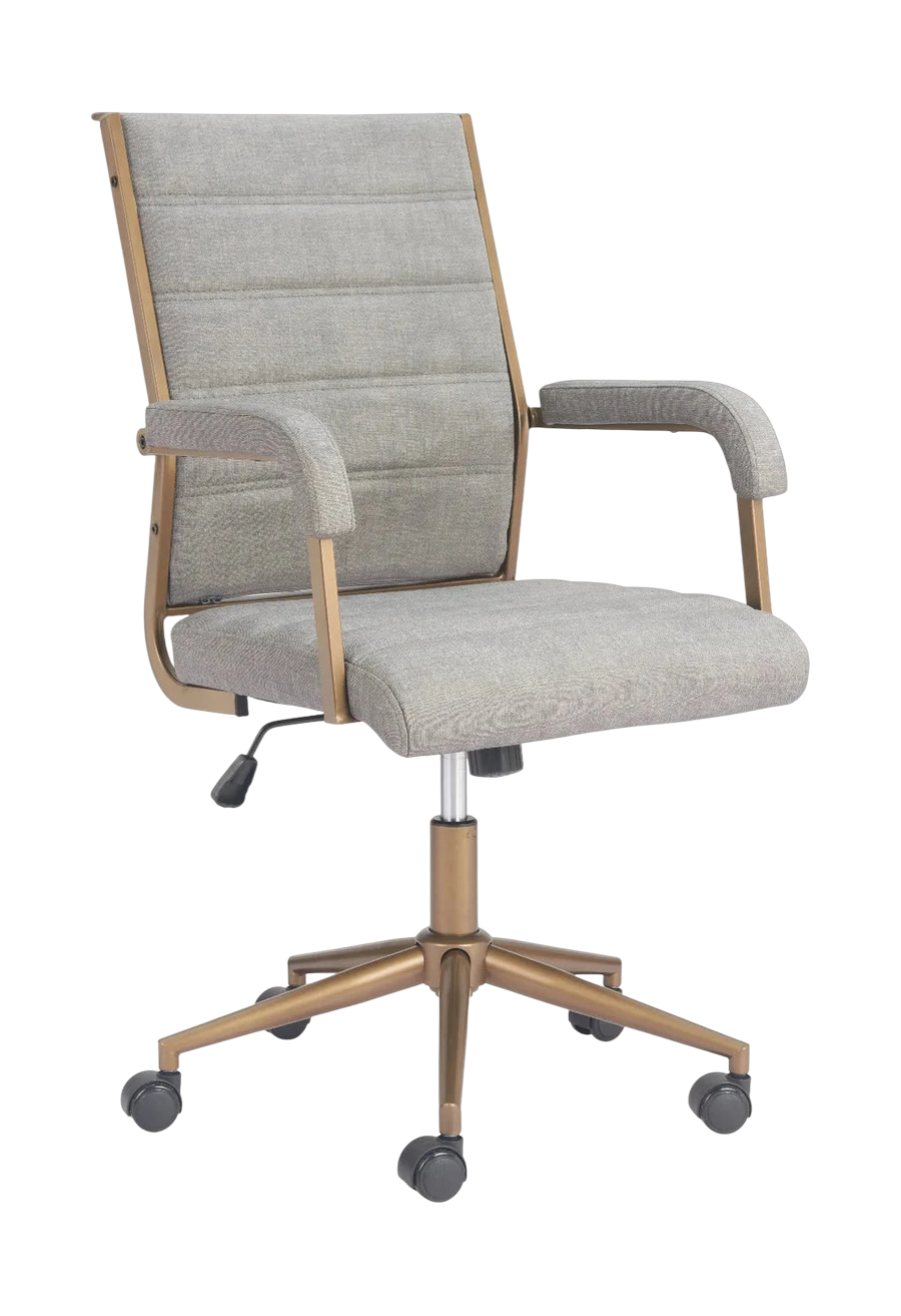Auction Office Chair: Modern Faux Leather Adjustable Height Chair with Bronze Steel Frame