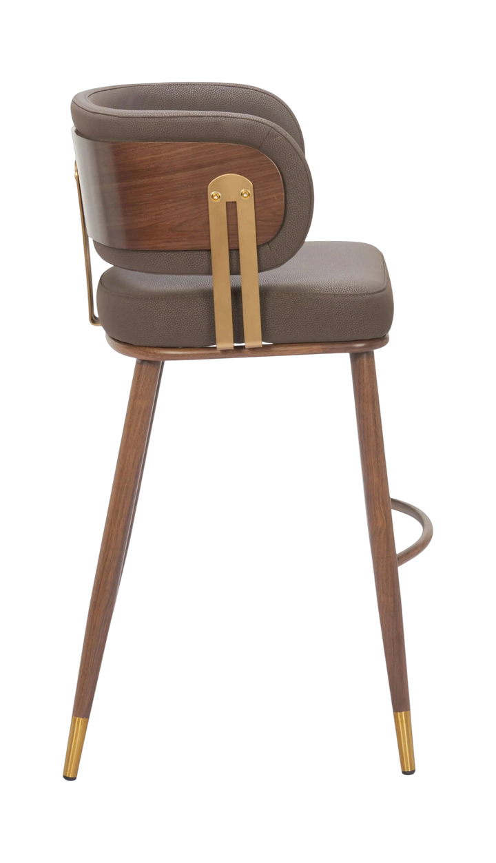 Premium Brew Barstool Collection - Brown & Walnut 2-Piece Set with 100% Polyurethane Upholstery