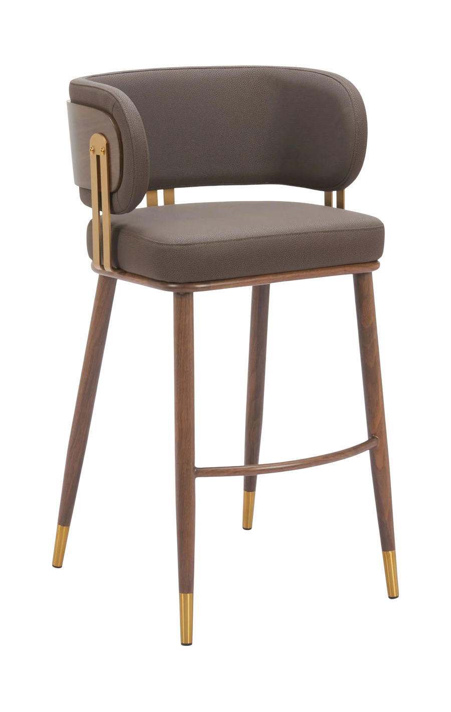 Premium Brew Barstool Collection - Brown & Walnut 2-Piece Set with 100% Polyurethane Upholstery