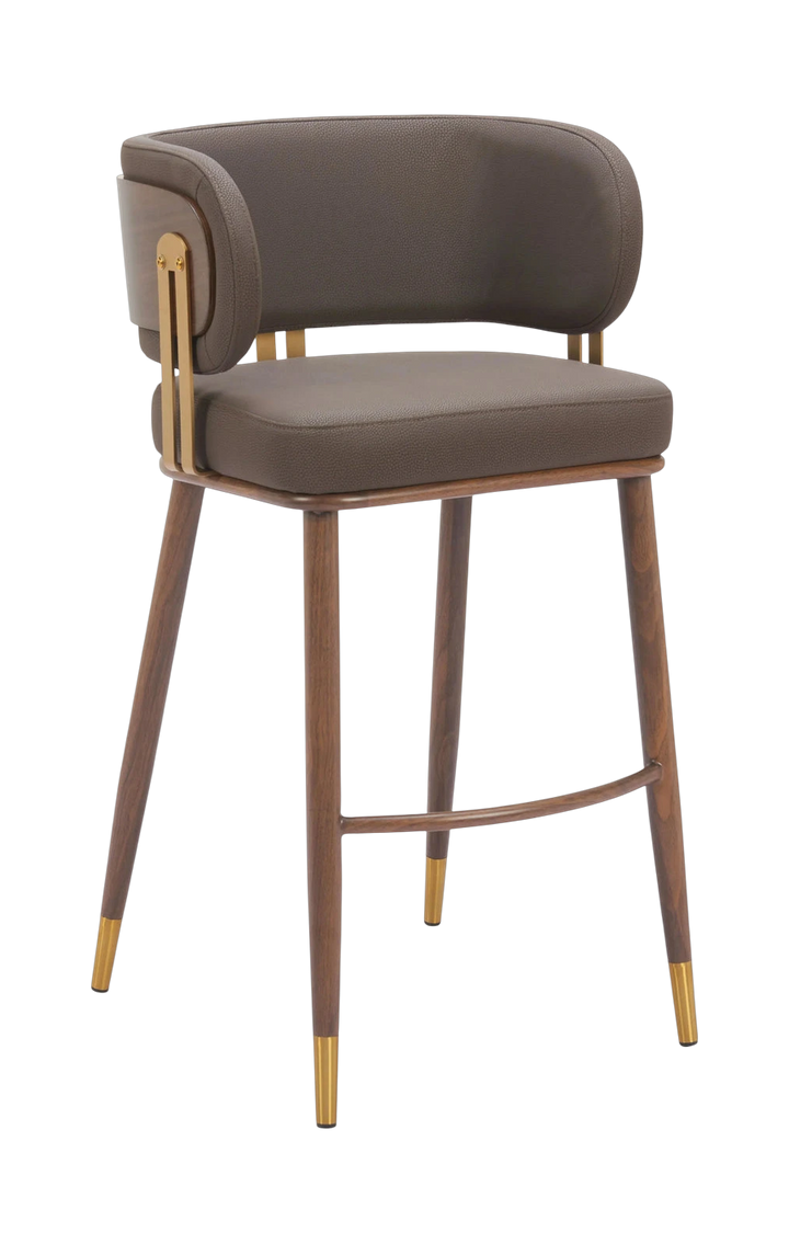 Premium Brew Barstool Collection - Brown & Walnut 2-Piece Set with 100% Polyurethane Upholstery