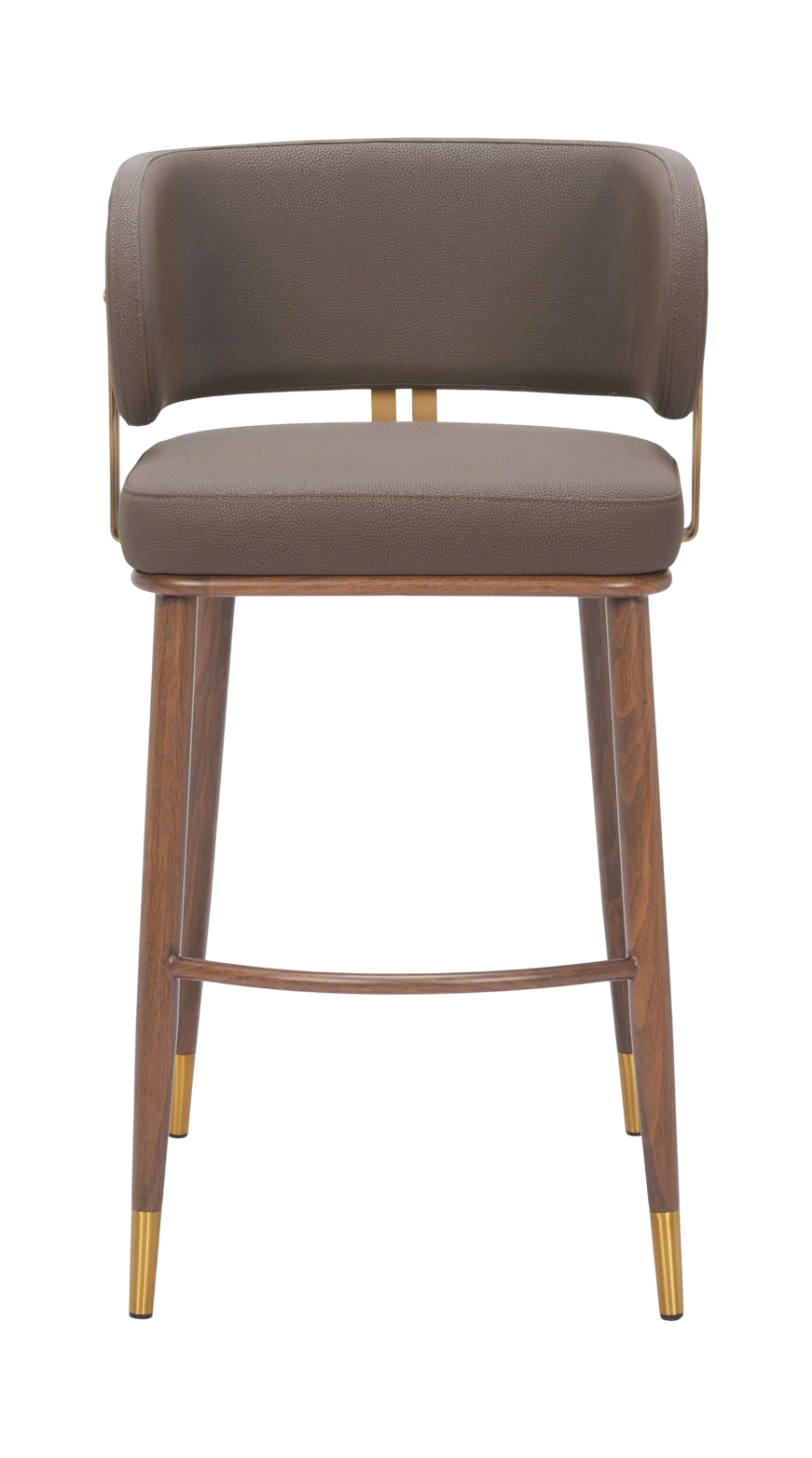 Premium Brew Barstool Collection - Brown & Walnut 2-Piece Set with 100% Polyurethane Upholstery