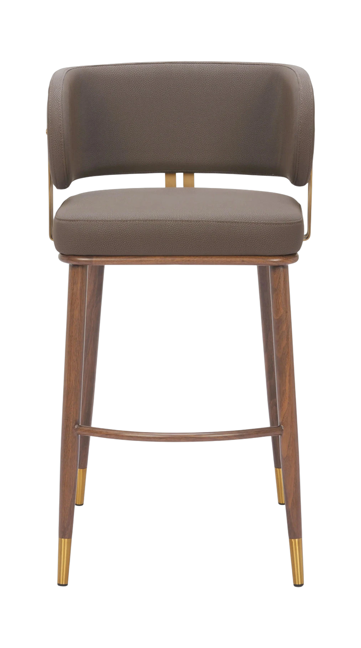Premium Brew Barstool Collection - Brown & Walnut 2-Piece Set with 100% Polyurethane Upholstery
