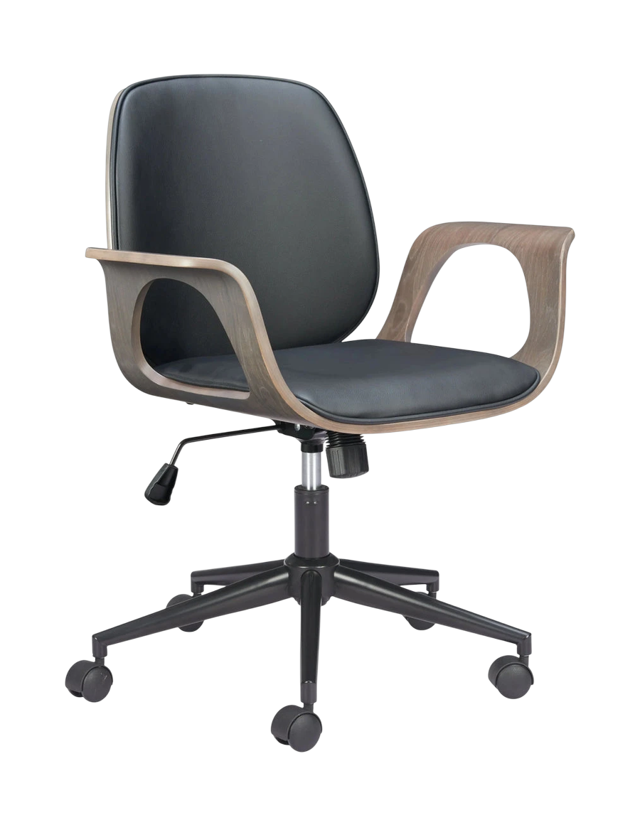 Black Contemporary Office Chair – Ergonomic Faux Leather with Adjustable Height | Modern Desk Chair | Trufairs