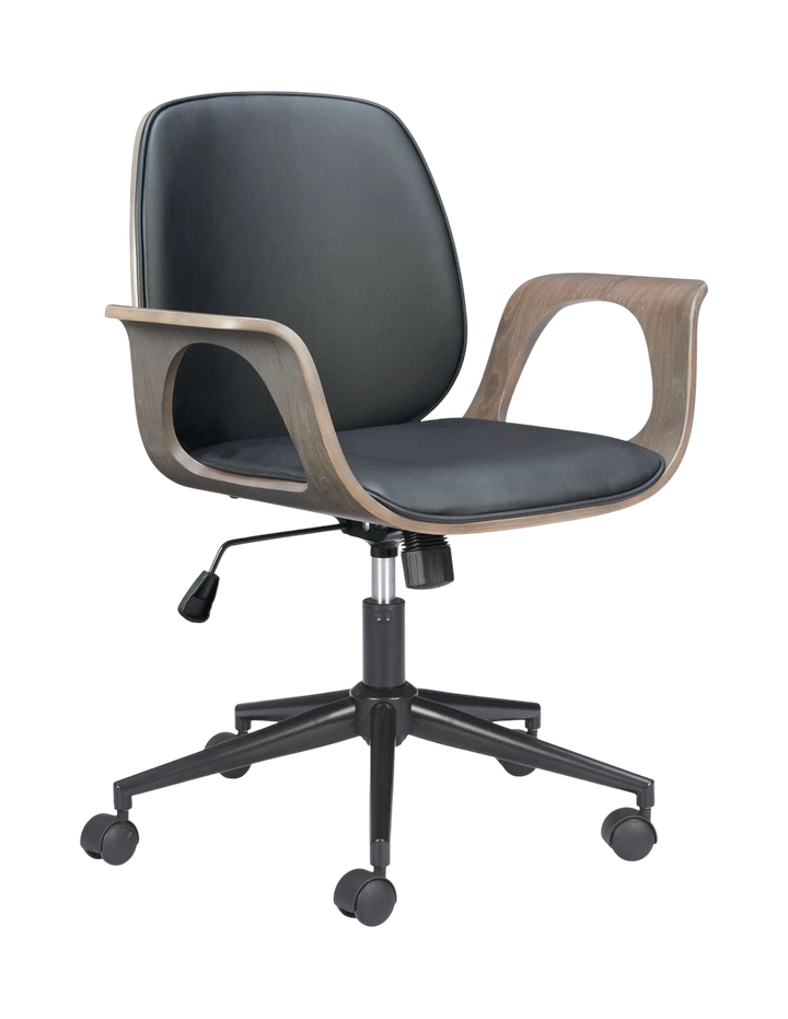 Black Contemporary Office Chair – Ergonomic Faux Leather with Adjustable Height | Modern Desk Chair | Trufairs