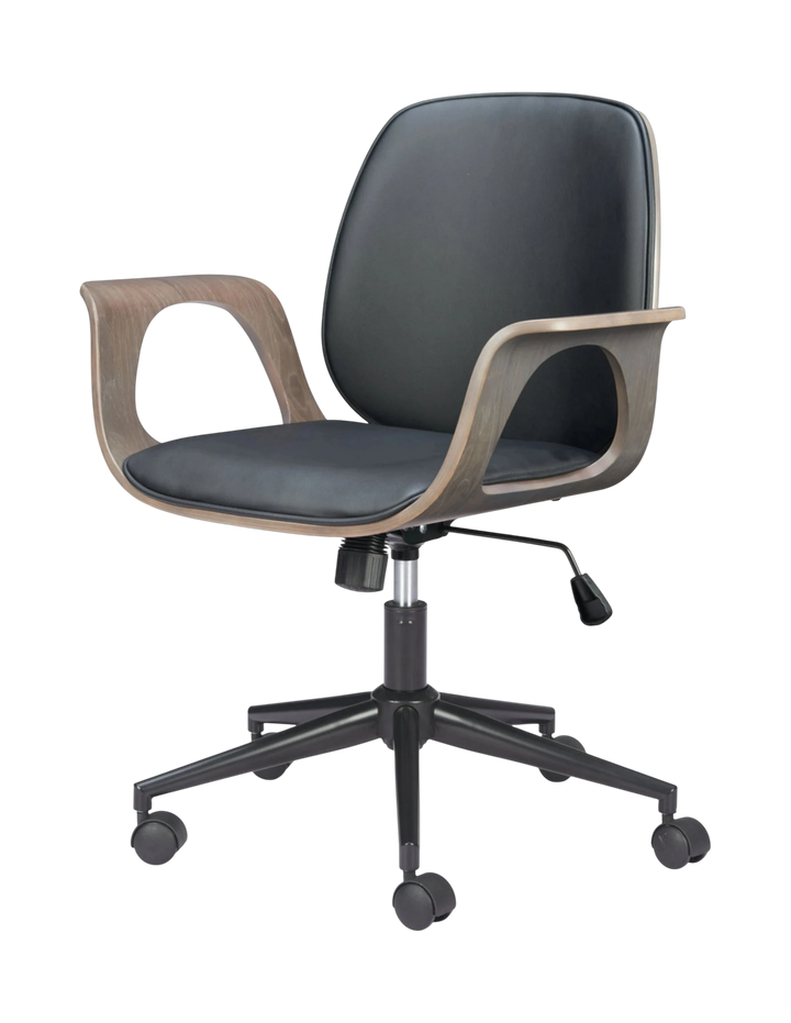 Black Contemporary Office Chair – Ergonomic Faux Leather with Adjustable Height | Modern Desk Chair | Trufairs