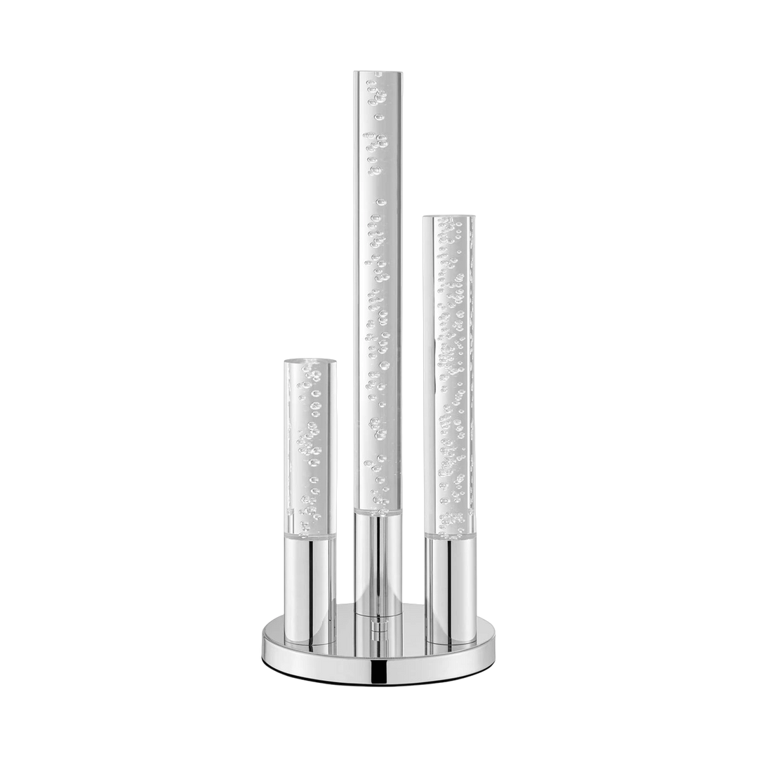 Lumina Crystal Trio 3-Light Ambient Table Lamp in Chrome.