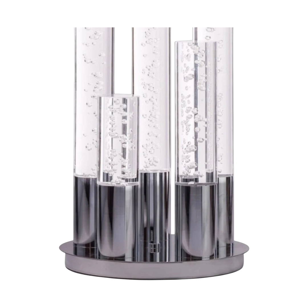 Lumina Crystal Tower 5-Light Dimmable Table Lamp in Chrome