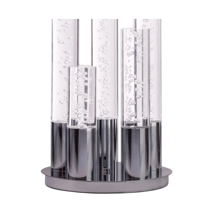 Lumina Crystal Tower 5-Light Dimmable Table Lamp in Chrome