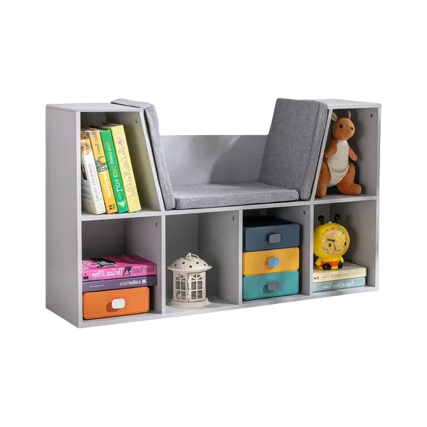 Kids’ Reading Nook Cube Organizer – 6-Cube Storage with Seat | Playroom Bookcase | Trufairs