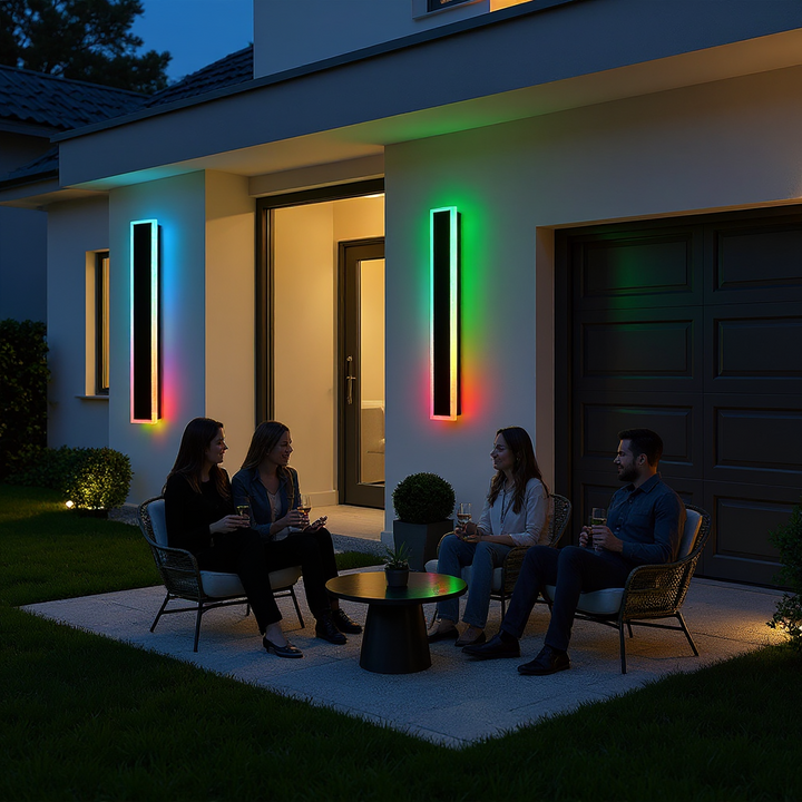 Extra-Long RGB Outdoor LED Wall Light – Remote Dimmable Strip | Modern Exterior Facade Accent | Trufairs