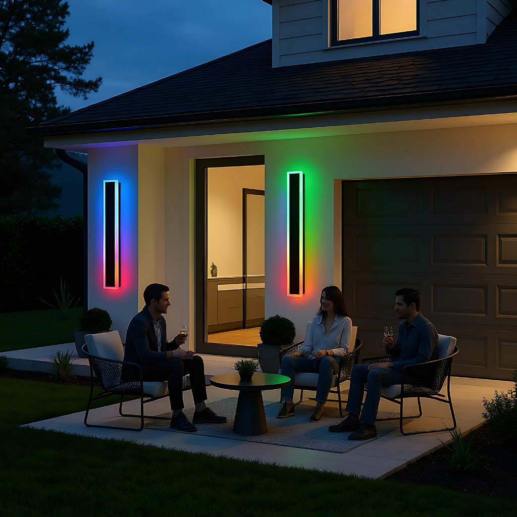 Extra-Long RGB Outdoor LED Wall Light – Remote Dimmable Strip | Modern Exterior Facade Accent | Trufairs