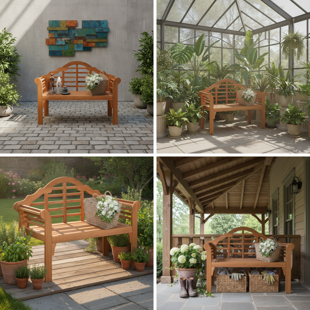 Wood outdoor garden bench, Folding Outdoor Eucalyptus Wood Bench, Backrest Armrest for Patio Garden,Trufairs 49 Inch Wood Outdoor Bench with Backrest