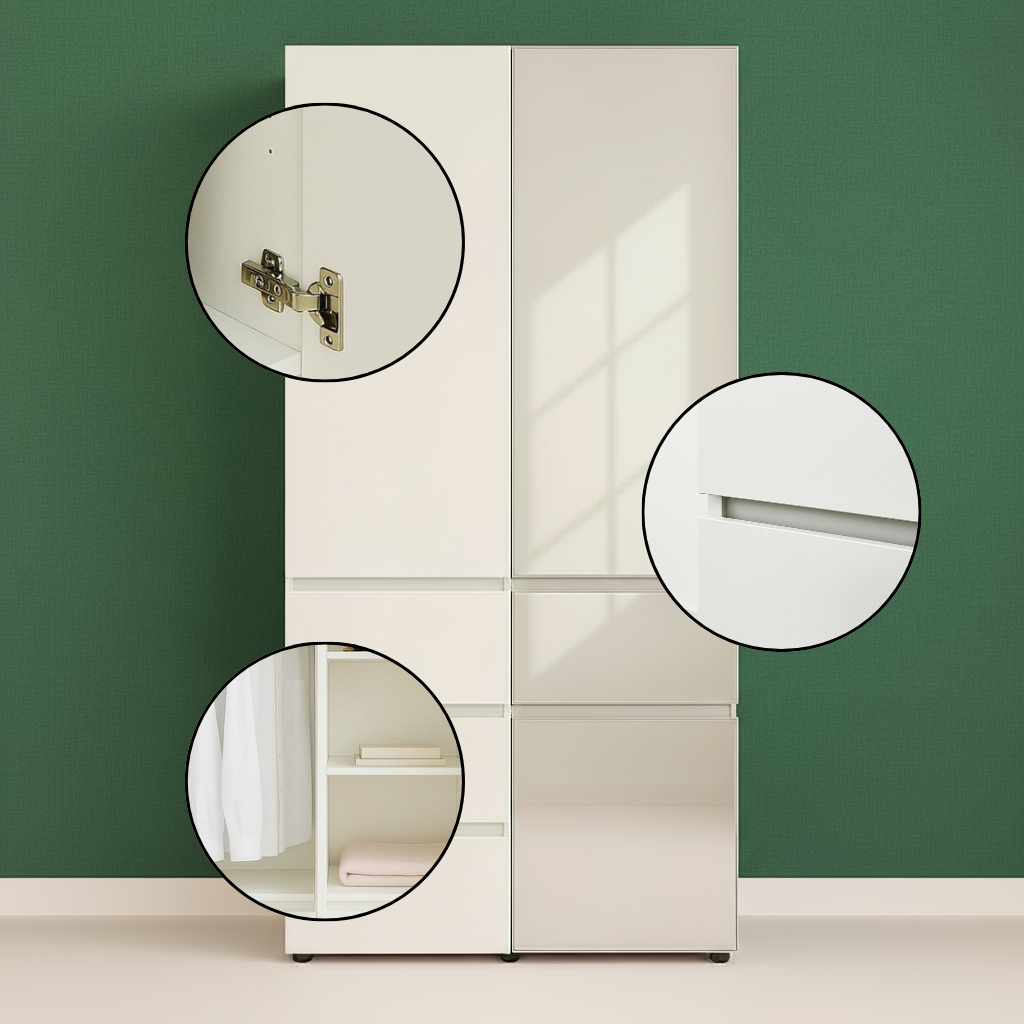 Elise Modular Wood Closet System with Mirror in White