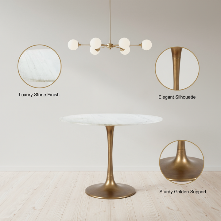 Ithaca Dining Table White & Gold