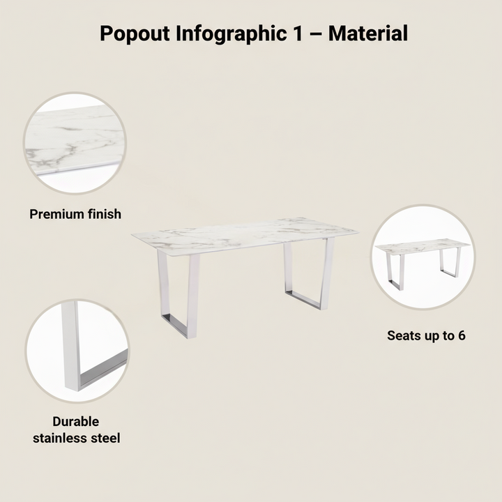 Atlas Dining Table White & Silver
