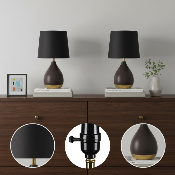 2-Tone Ceramic Table Lamp Set of 2