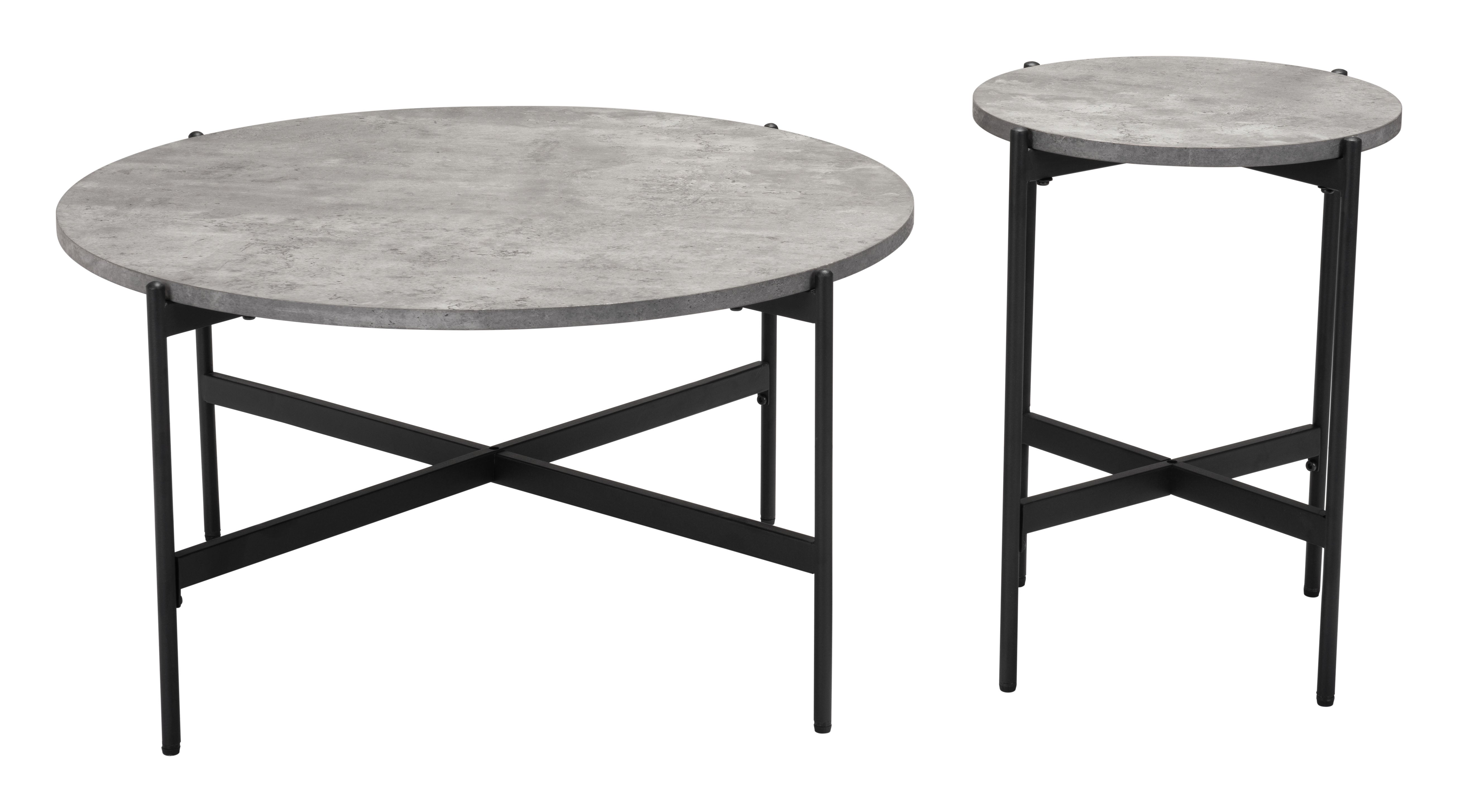 Malo Coffee Table Set (2-Piece) Gray & Black