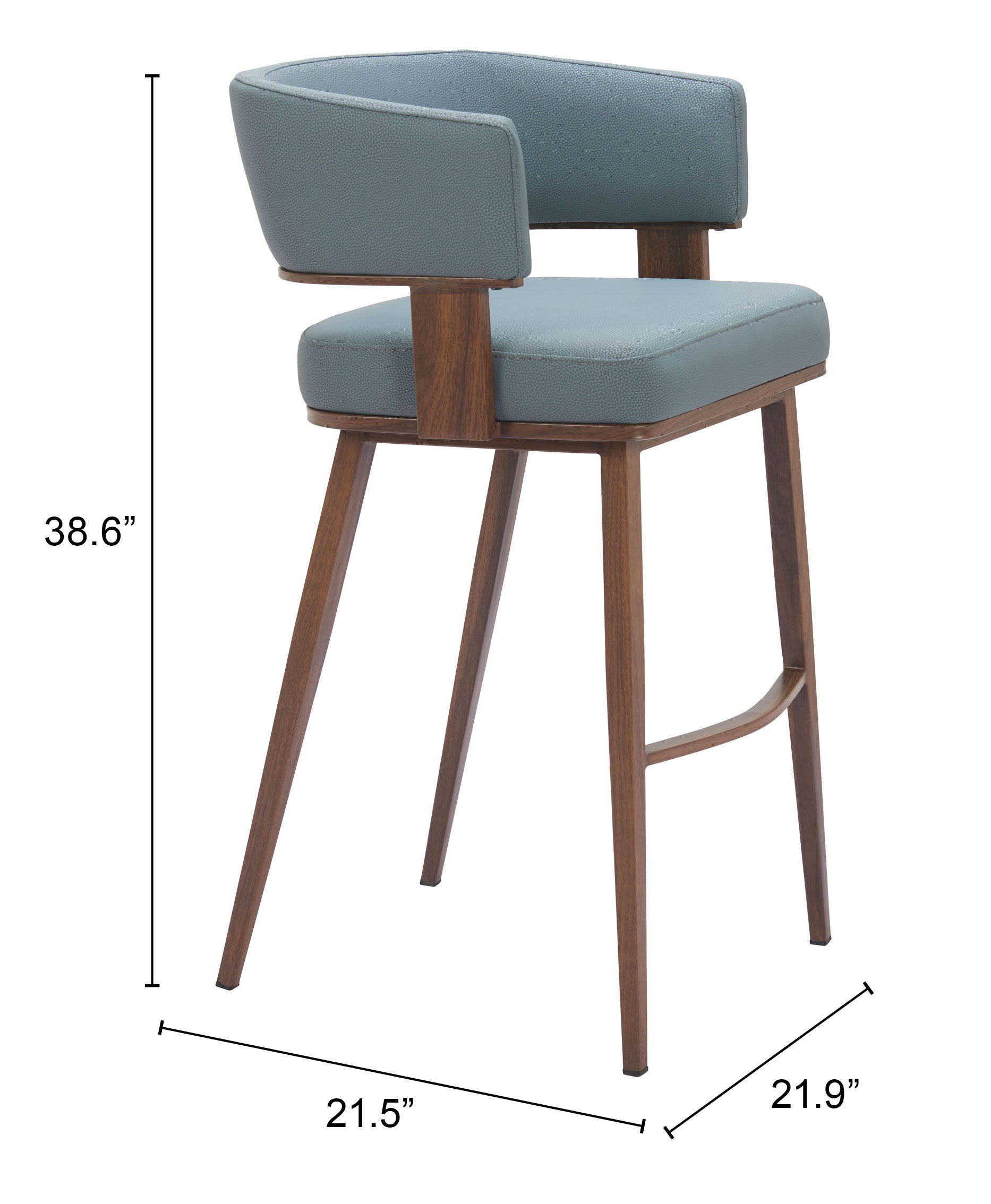 Poise Barstool Azure Gray & Walnut