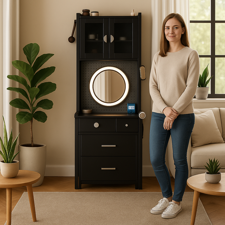 Ultimate Compact Beauty Station with Smart LED Mirror and Charging Hub - Space-Saving Vanity Desk with Hidden Storage Stool for Small Bedrooms