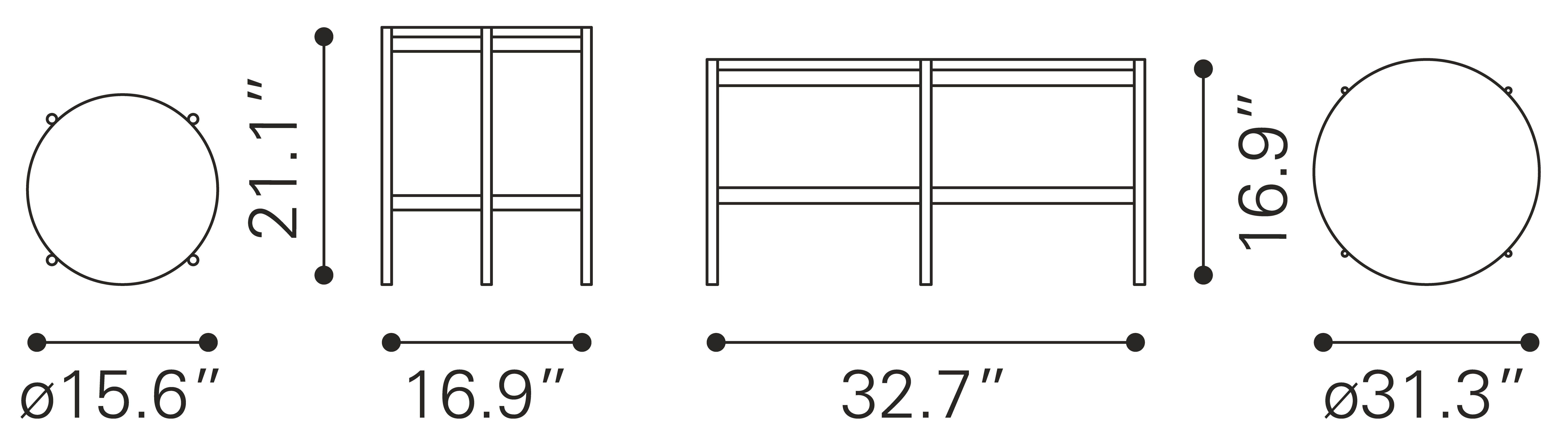 Malo Coffee Table Set (2-Piece) Gray & Black