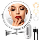 Rechargeable Wall Mounted Makeup Mirror with LED Light – Adjustable Brightness, Magnifying