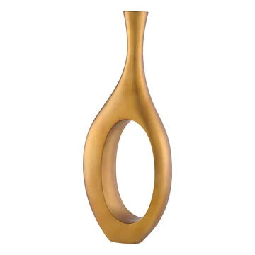 Premium Trombone Vase Small in Matte Bronze - Contemporary Resin Floor Sculpture with Sophisticated Finish