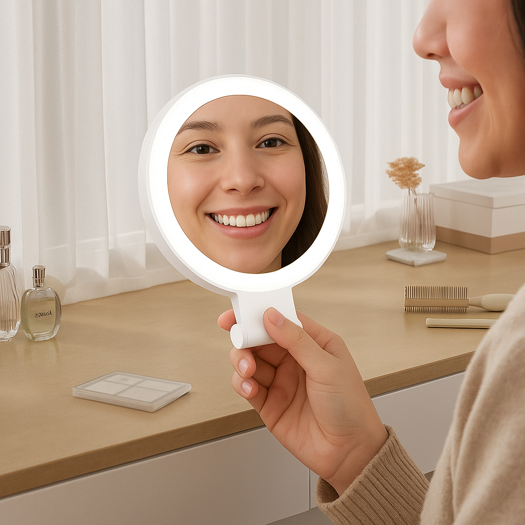 Professional 20X Double-Sided LED Magnifying Mirror - Rechargeable Travel Vanity Mirror with 3-Color Lighting
