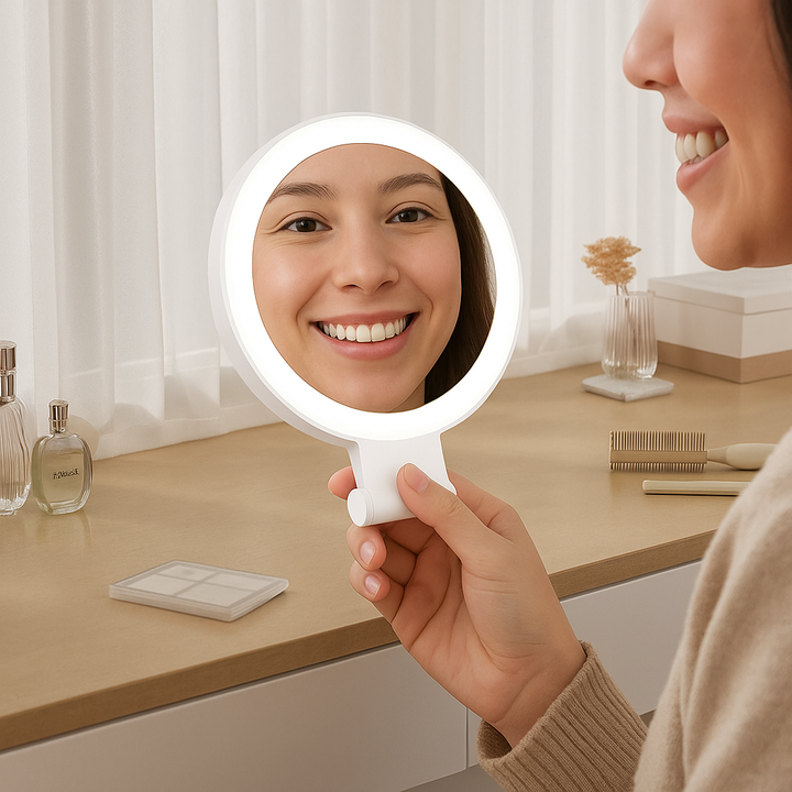 Professional 20X Double-Sided LED Magnifying Mirror - Rechargeable Travel Vanity Mirror with 3-Color Lighting