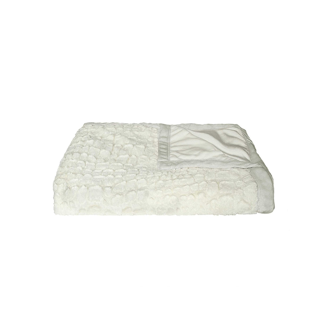IvoryFur Luxe Embroidered Faux Fur Throw – Reversible Plush Blanket | Designer Accent | Trufairs