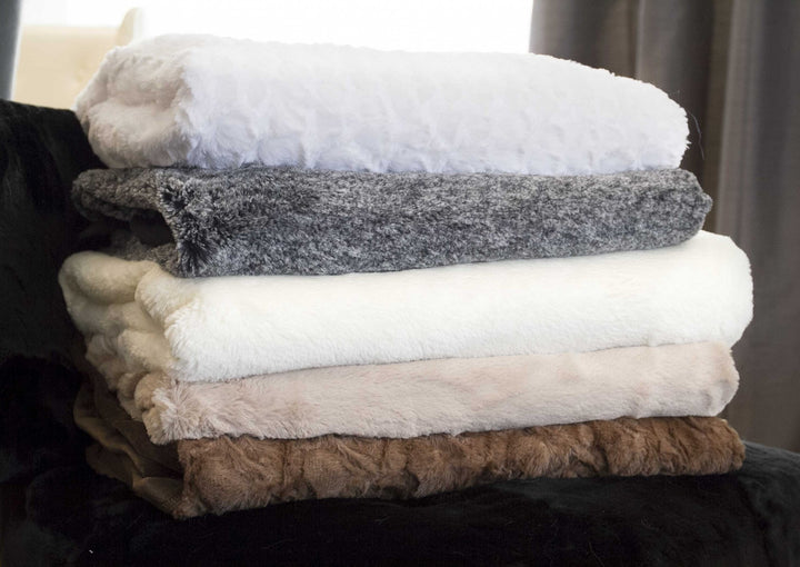 IvoryFur Luxe Embroidered Faux Fur Throw – Reversible Plush Blanket | Designer Accent | Trufairs