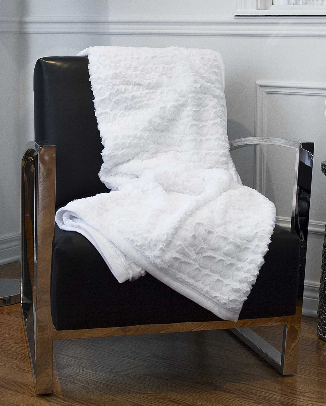 IvoryFur Luxe Embroidered Faux Fur Throw – Reversible Plush Blanket | Designer Accent | Trufairs