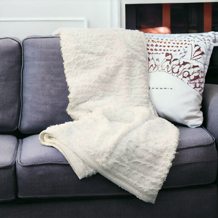 IvoryFur Luxe Embroidered Faux Fur Throw – Reversible Plush Blanket | Designer Accent | Trufairs