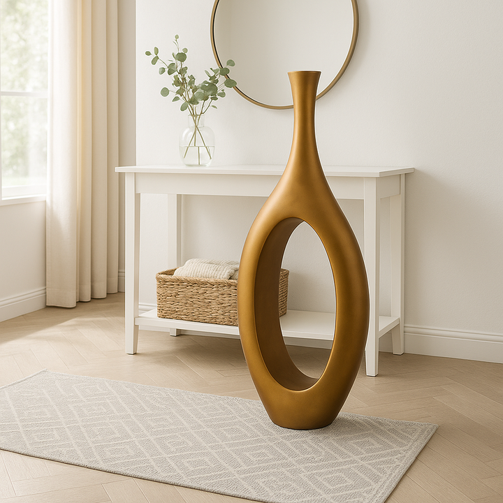 Premium Trombone Vase Small in Matte Bronze - Contemporary Resin Floor Sculpture with Sophisticated Finish