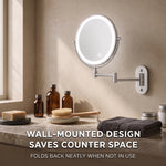 Rechargeable Wall Mounted Makeup Mirror with LED Light – Adjustable Brightness, Magnifying - 2