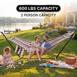 Double Hammock with Stand – Portable, Adjustable & 600lb Capacity for Indoor & Outdoor - 2