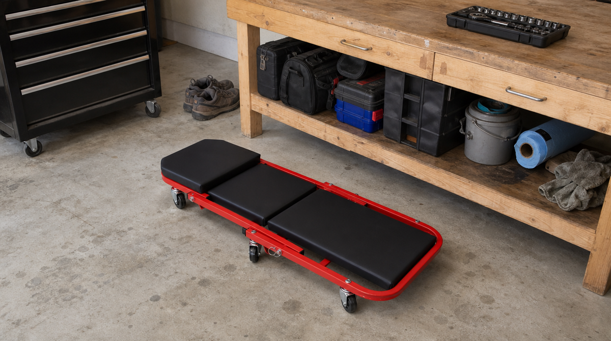 2-in-1 Mechanic Creeper Seat - Folding Z-Creeper, 300-450 lbs - fit and scale image 2