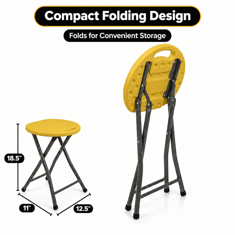 Folding Stool with Metal Frame – Indoor & Outdoor Seating - 2