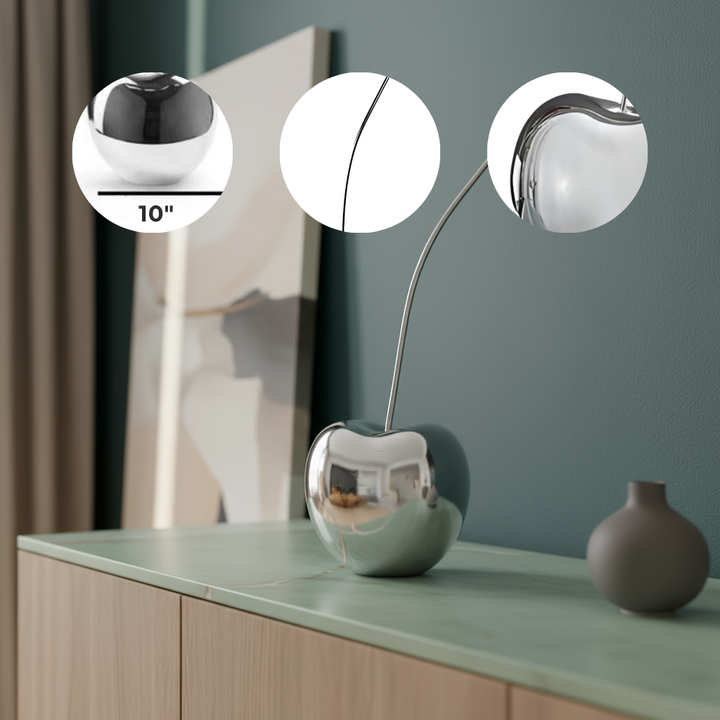 Medium Chrome Cherry Sculpture 22" Tall