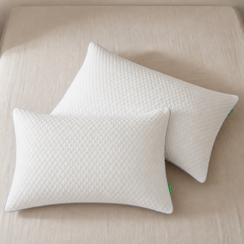 Gel Memory Foam Pillows, Set of 2 – Firm Quilted & Dual-Sided Cooling - 2