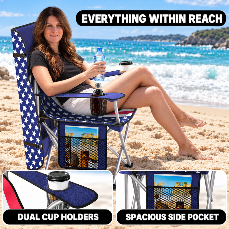 Camping Chair with Canopy – 2-Pack Folding Outdoor Chairs - 2