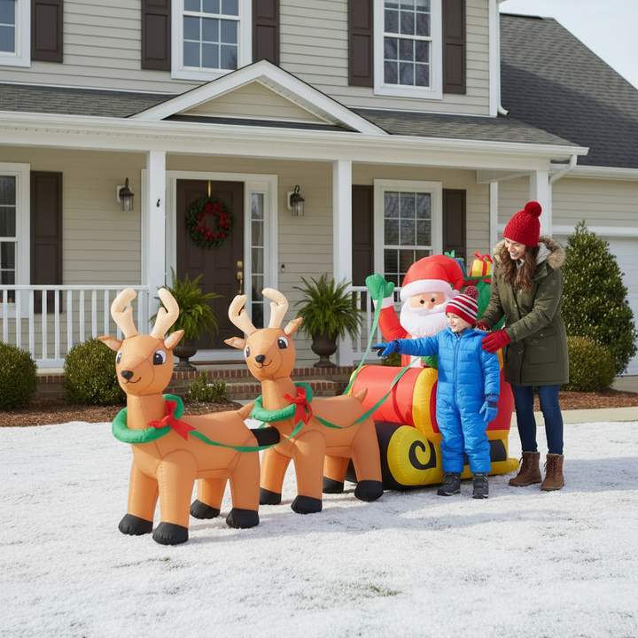 8 Feet Christmas Decoration Christmas Inflatable Santa Rides Sled