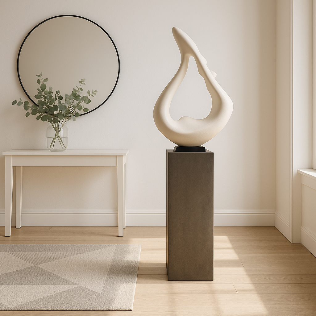 Yoga White Sculpture -Exclusive Yoga White Sculpture with Gray Base - Premium 59" Floor Art collection   Gray Base