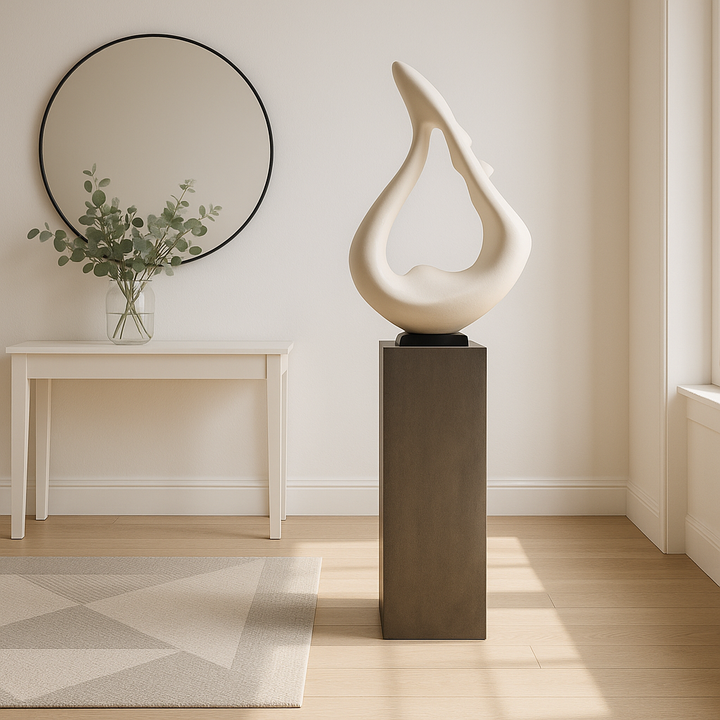 Yoga White Sculpture -Exclusive Yoga White Sculpture with Gray Base - Premium 59" Floor Art collection   Gray Base