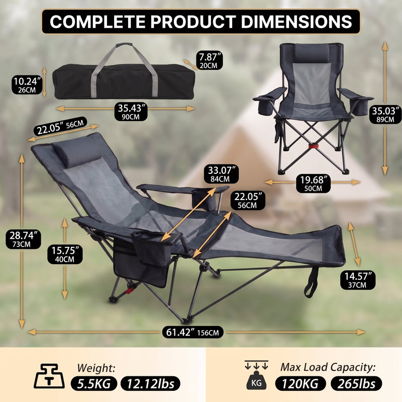 Premium Reclining Outdoor Camping Chair – Adjustable Comfort Seat - 2