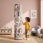 Rotating Bookshelf Tower – 360° Spinning Bookcase | 5 & 6-Tier, Solid Wood & MDF - 2