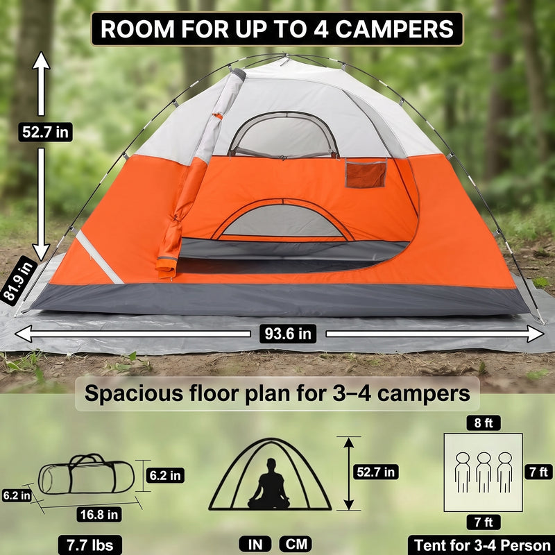 2-4 PERSON LIGHTWEIGHT BACKPACKING DOME CAMPING TENTS - 2