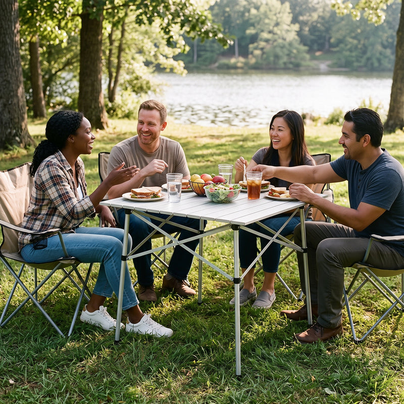 Aluminum Folding Camping Table – Portable Roll-Up with Carry Bag - 2